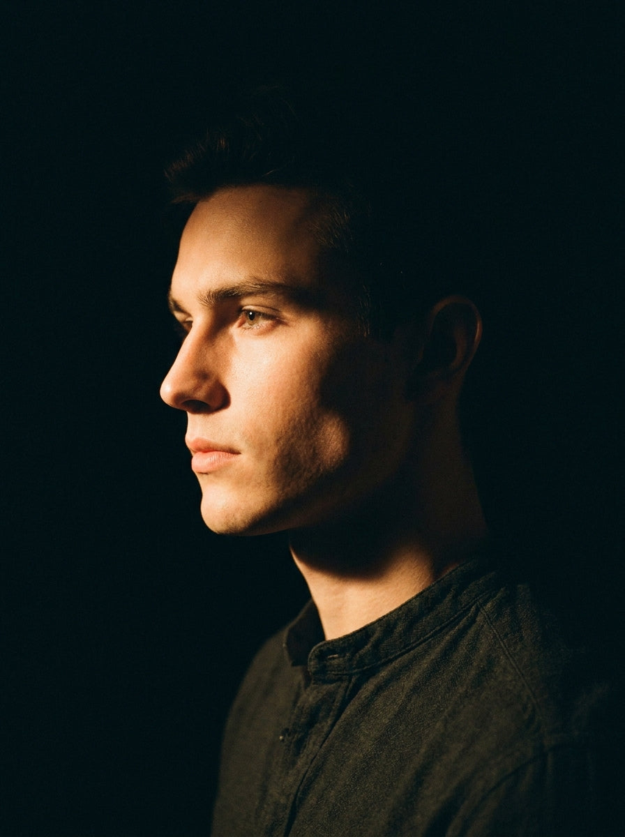 Sharp jawline, cinematic portrait